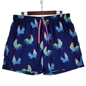 Chubbies Swim Trunks Mens XXL Blue Rooster Print 5.5" Inseam Excellent Shorts